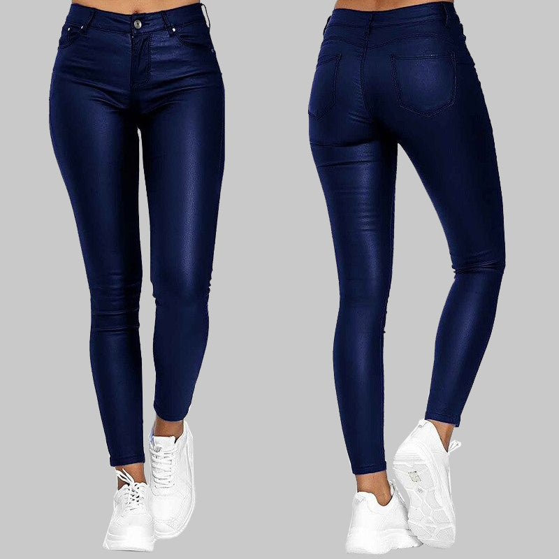 Quirine - Skinny Lederhose Blau