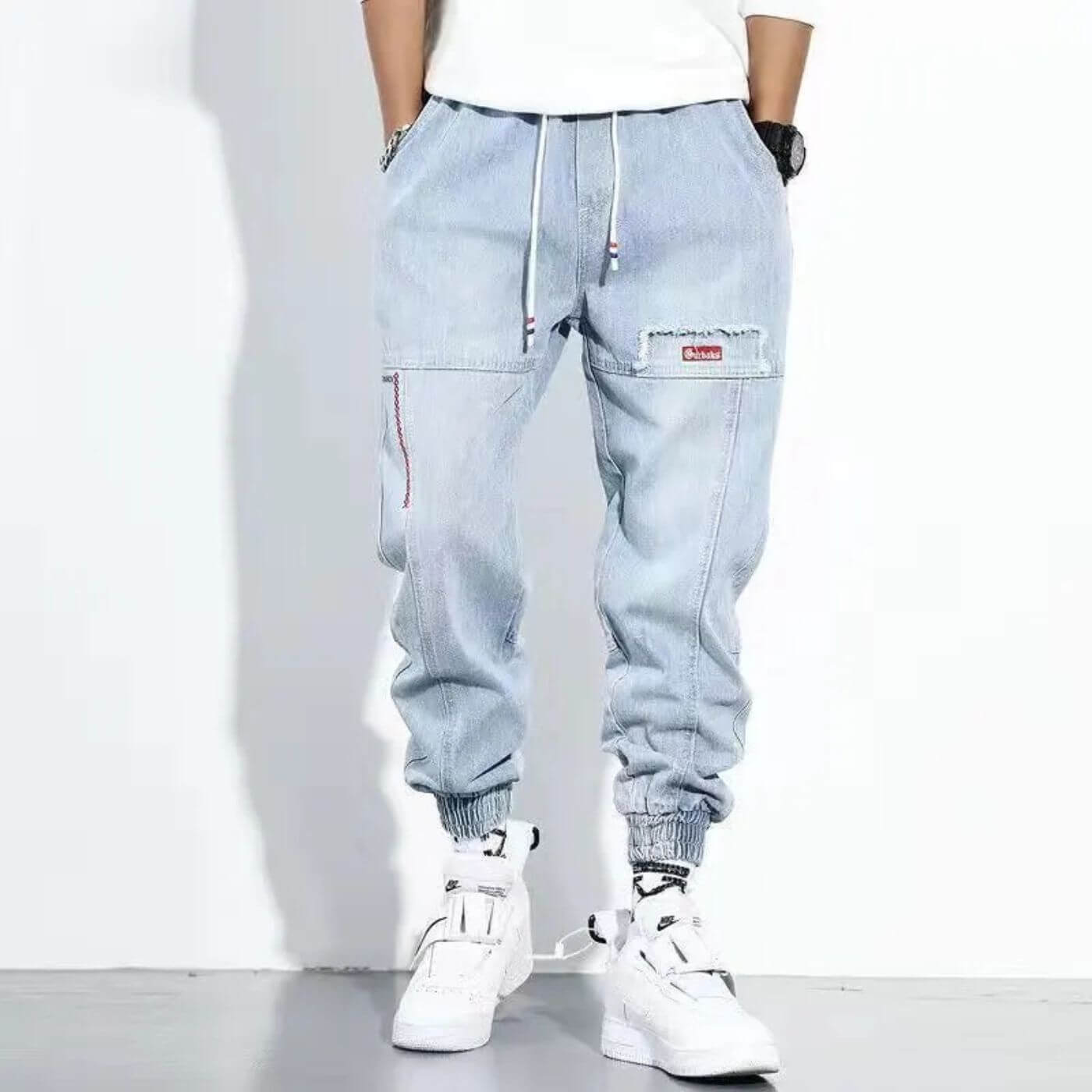 Rayan - Herren Haremshose Bequeme Jogginghose mit Kordelzug Hellblau