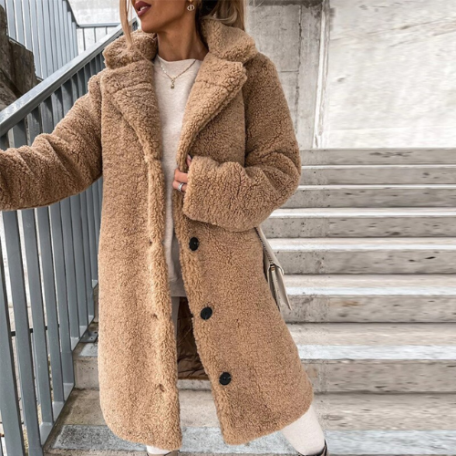 Rebecca - Teddy Mantel Damen Beige 1