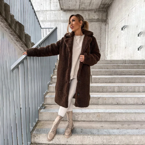 Rebecca - Teddy Mantel Damen Dunkelbraun