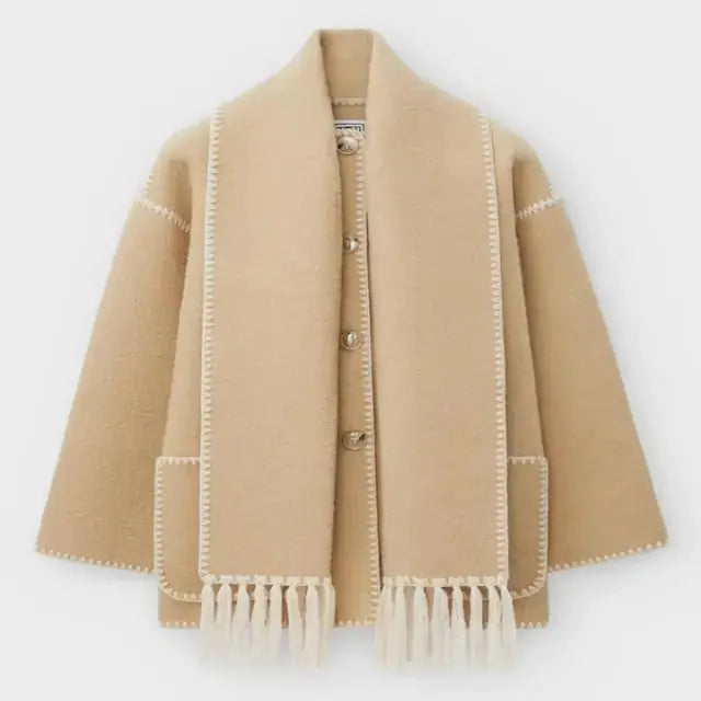 Regina - Damen Winter Jacke Schalkragen Warm Beige