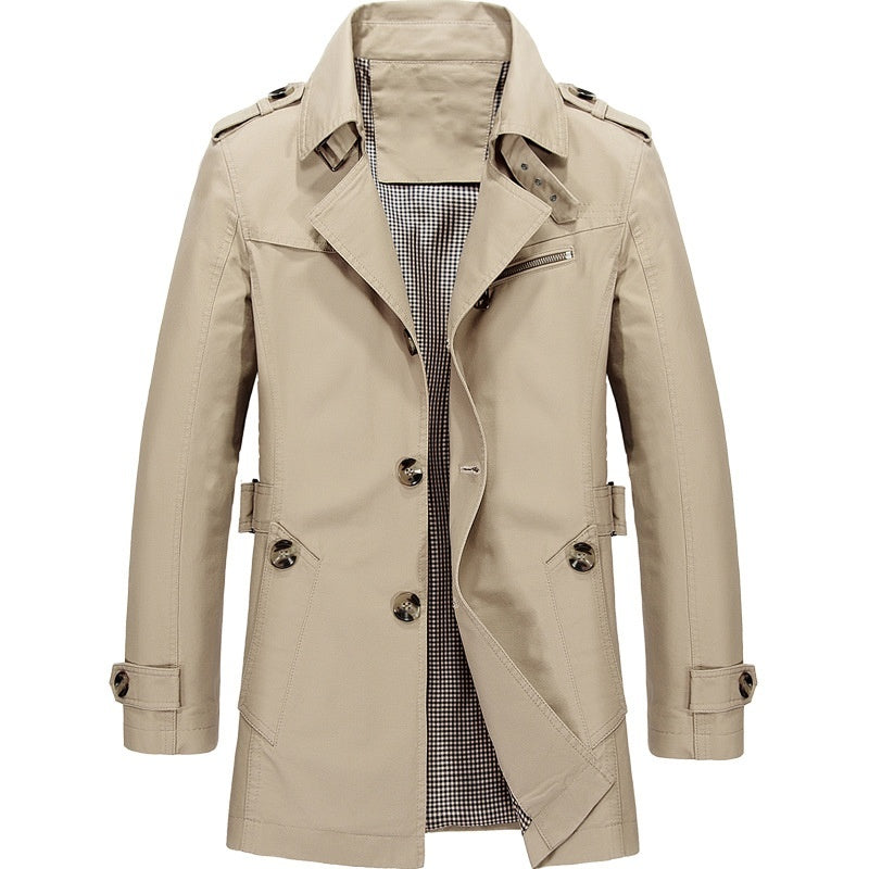 Remus - Herren Trenchcoat Klassisch Stilvoll Vielseitig Elegant Beige