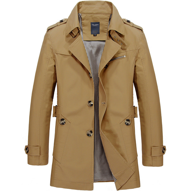Remus - Herren Trenchcoat Klassisch Stilvoll Vielseitig Elegant Khaki