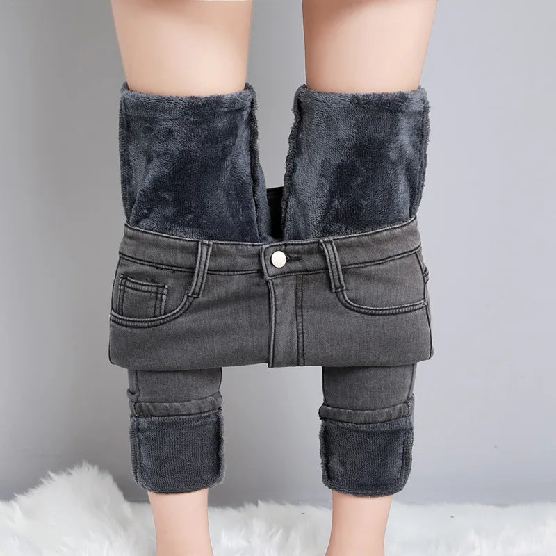 Rivana - Dehnbare Thermo-Jeans Grau