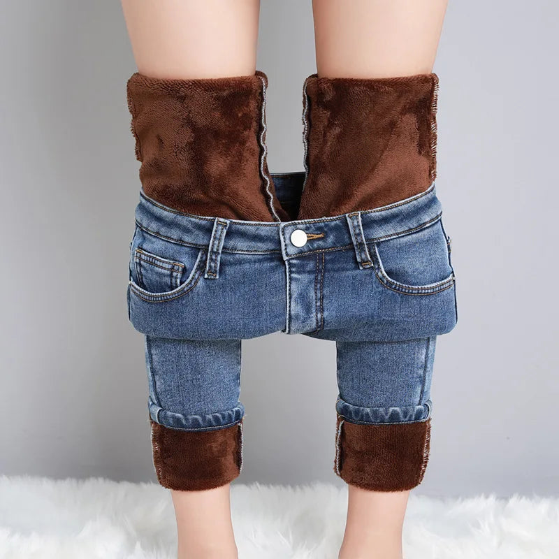 Rivana - Dehnbare Thermo-Jeans Rero blau