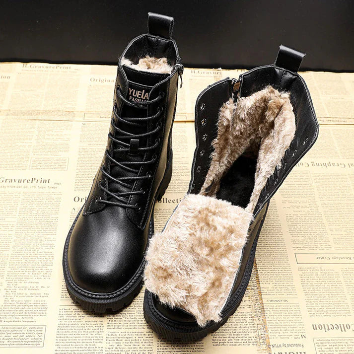 Roberta - Stiefel Bequem Warm Rutschfest Elegant Schwarz