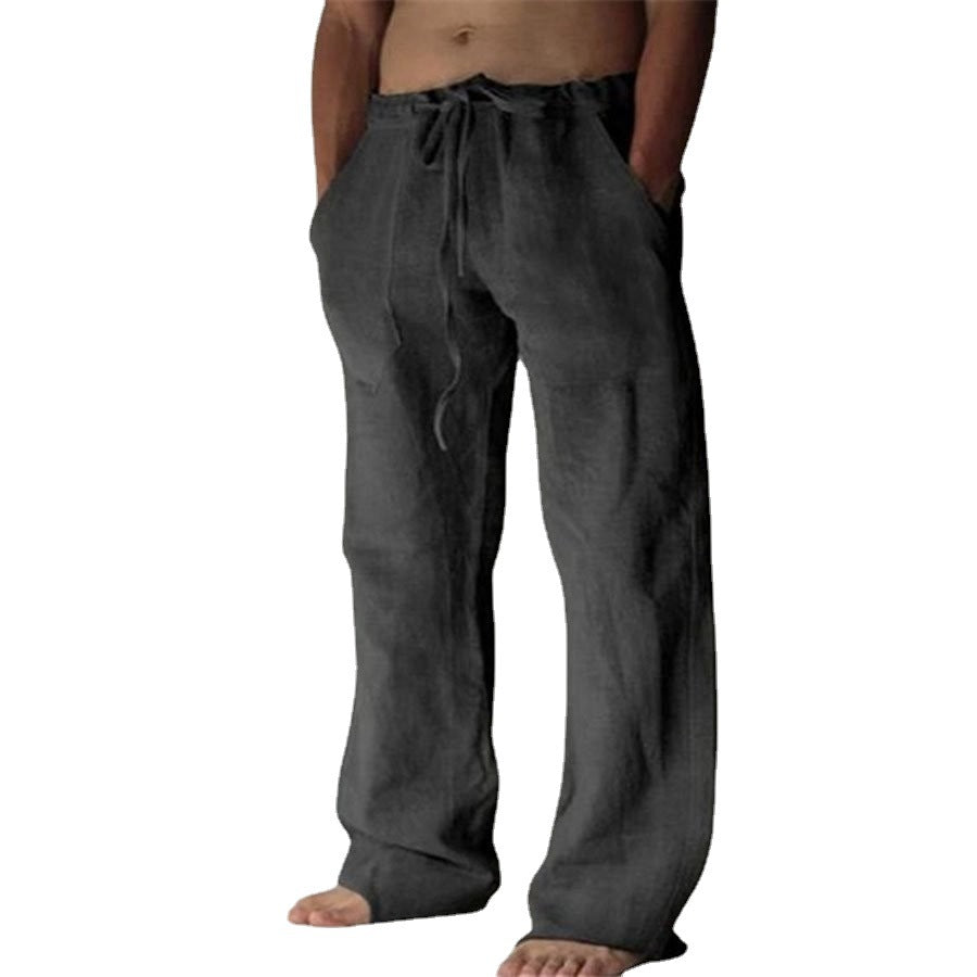 Robin - Leichte Leinenhose für Herren in Unifarben Schwarz1