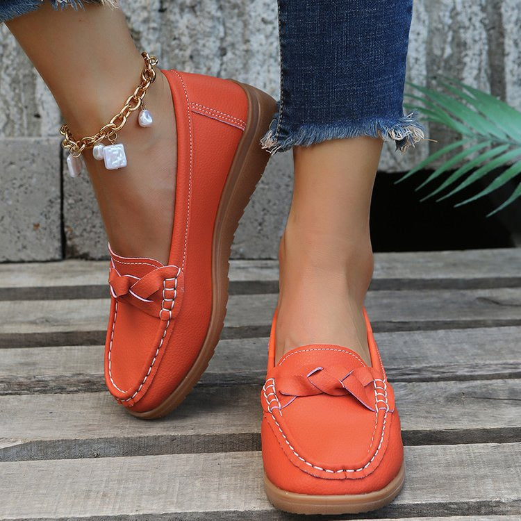 Roselith - Weiches Leder Slip-On Sneakers Bequeme Loafer Schuhe Orange