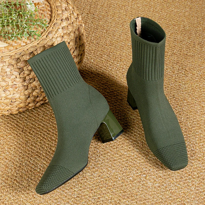 Roxana - Damen Stiefeletten Warm Thermo Komfort Rutschfest Grün