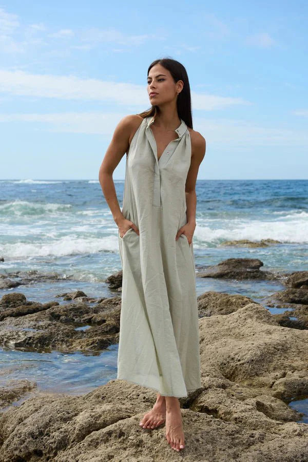 Ruslana- Ärmelloses Sommerkleid aus Tencel Mix in zartem Grün