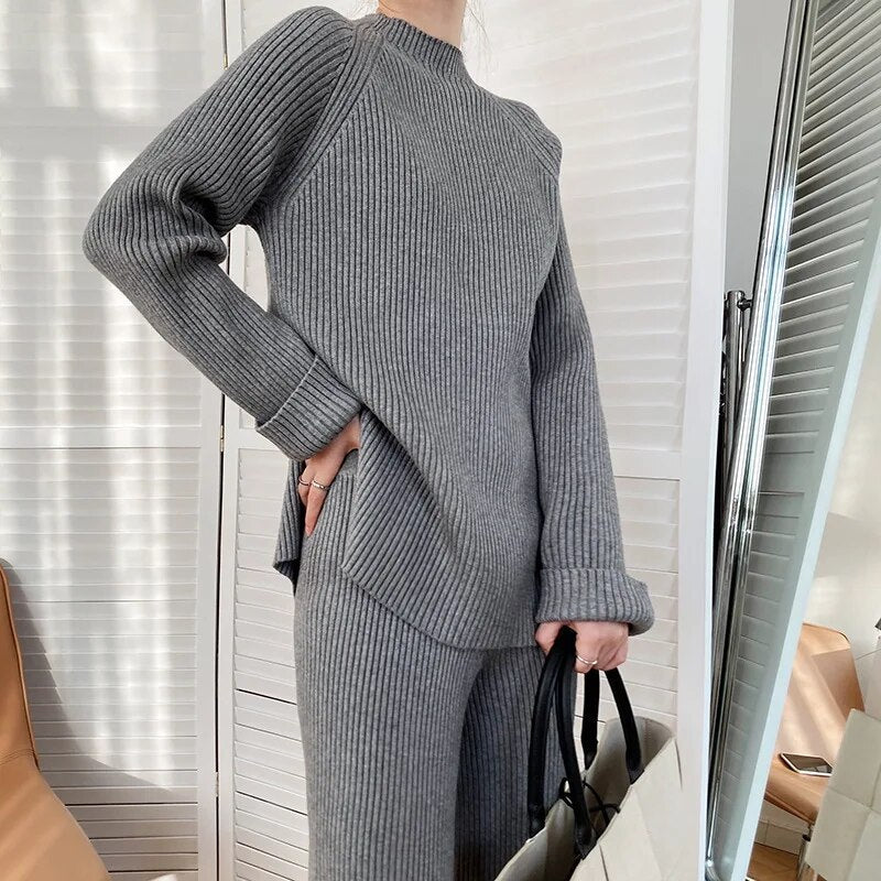 Nora – Zweiteiliges Damen Set Gestrickt Lässig Elegant