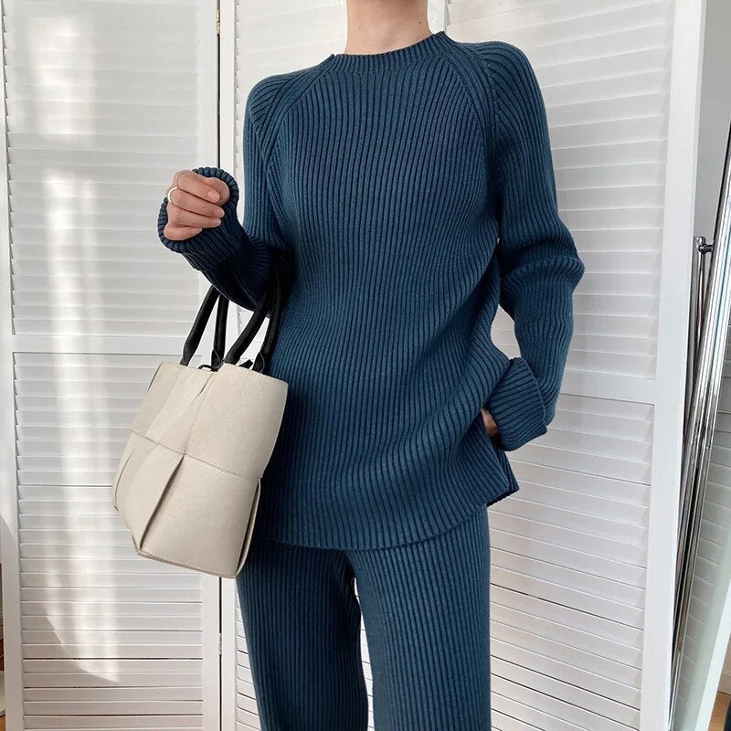 Nora – Zweiteiliges Damen Set Gestrickt Lässig Elegant
