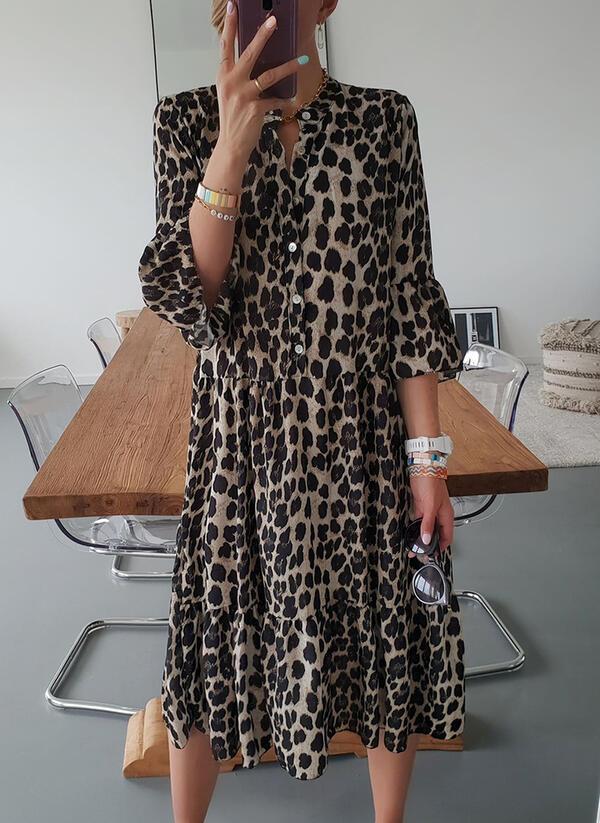 Saloméa - Stilvolles Leopardendruck Damenkleid Tier