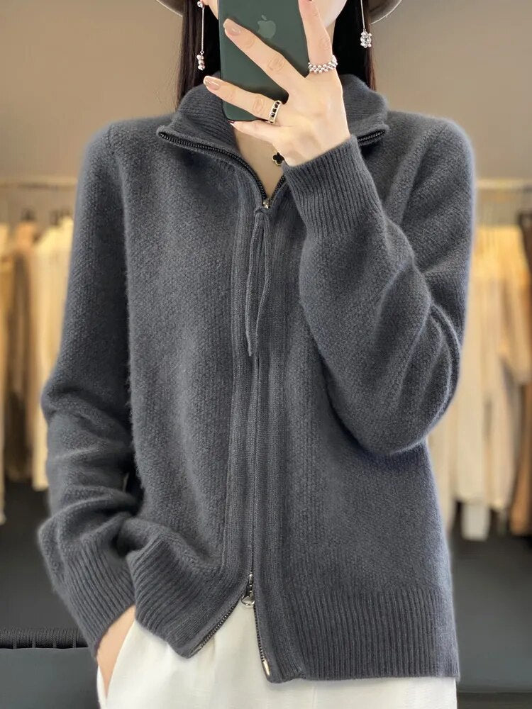 Lisbeth - Kaschmir Pullover Damen Mit Reißverschluss