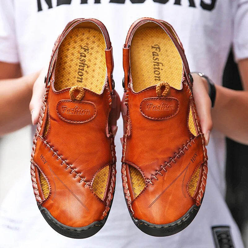 Seraphin - Robuste, klassische Ledersandalen Rotbraun