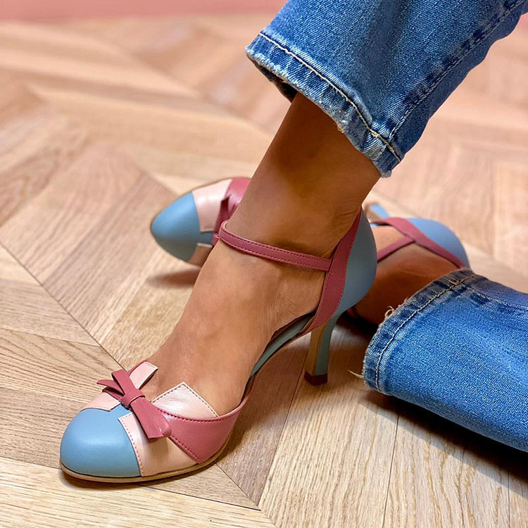 Serina - Bequeme Stilettos mit Weichem Fußbett und Knöchelriemen Blau