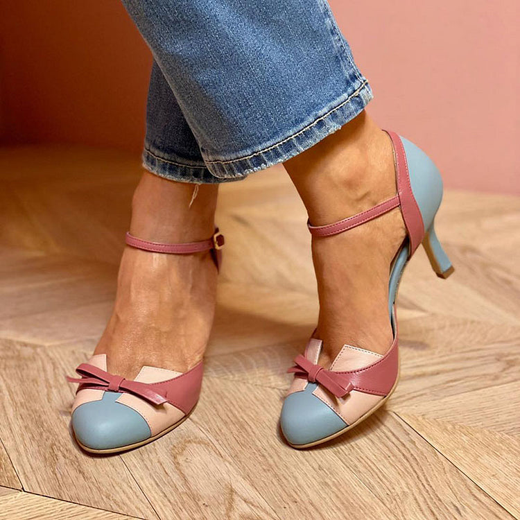 Serina - Bequeme Stilettos mit Weichem Fußbett und Knöchelriemen Blau 3