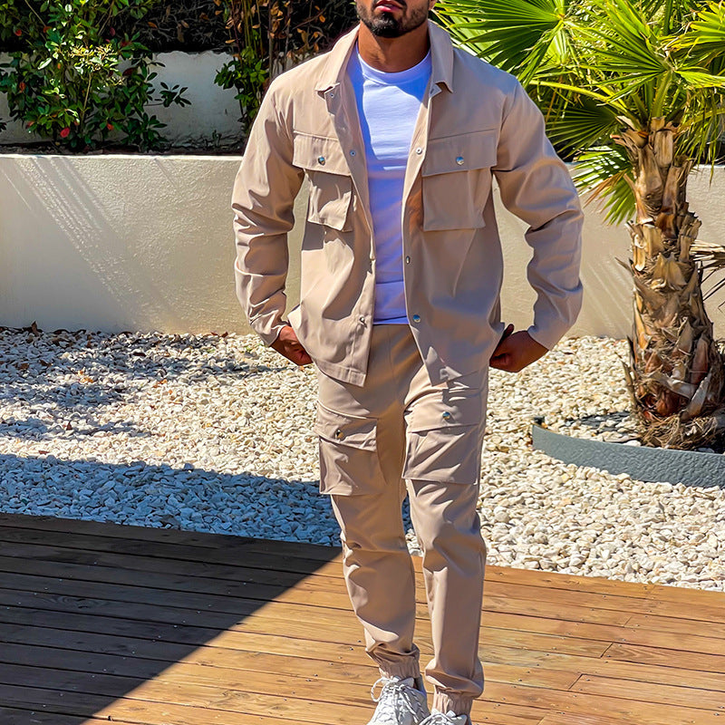Sigurd - Schlankes Fracht-Set für Männer mit Jacke, Modernes Design Braun
