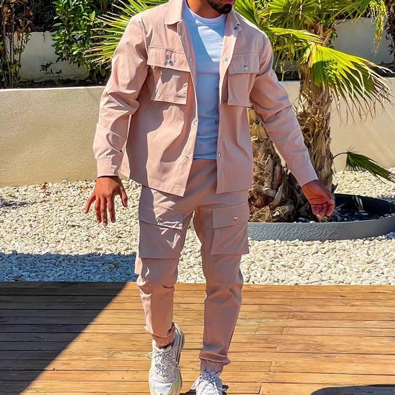 Sigurd - Schlankes Fracht-Set für Männer mit Jacke, Modernes Design Rosa