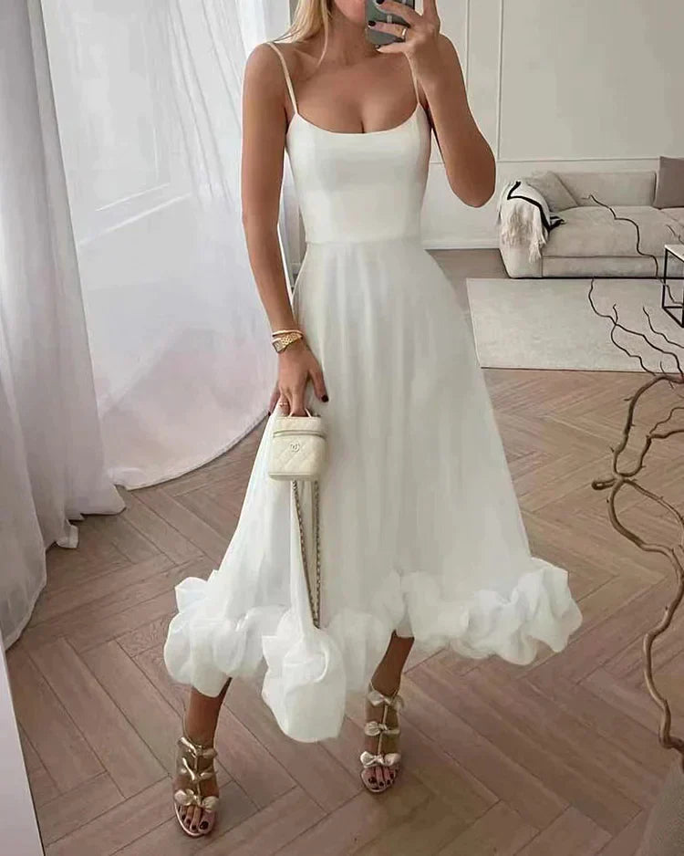 Silke - Elegantes Midikleid WeiB