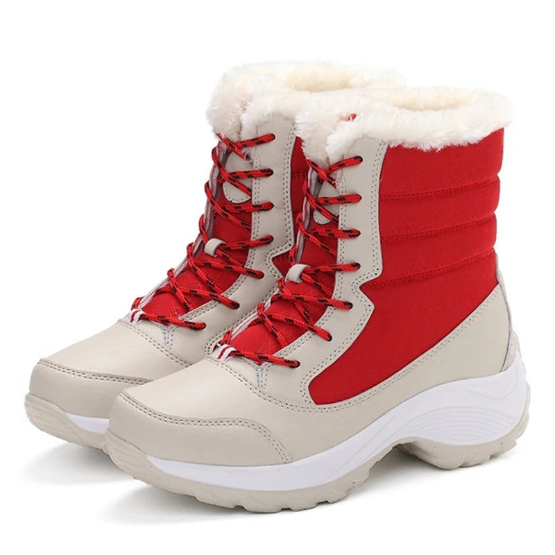Sina - Damen Schneestiefel Winter Warm Bequem Kuschelig Rot