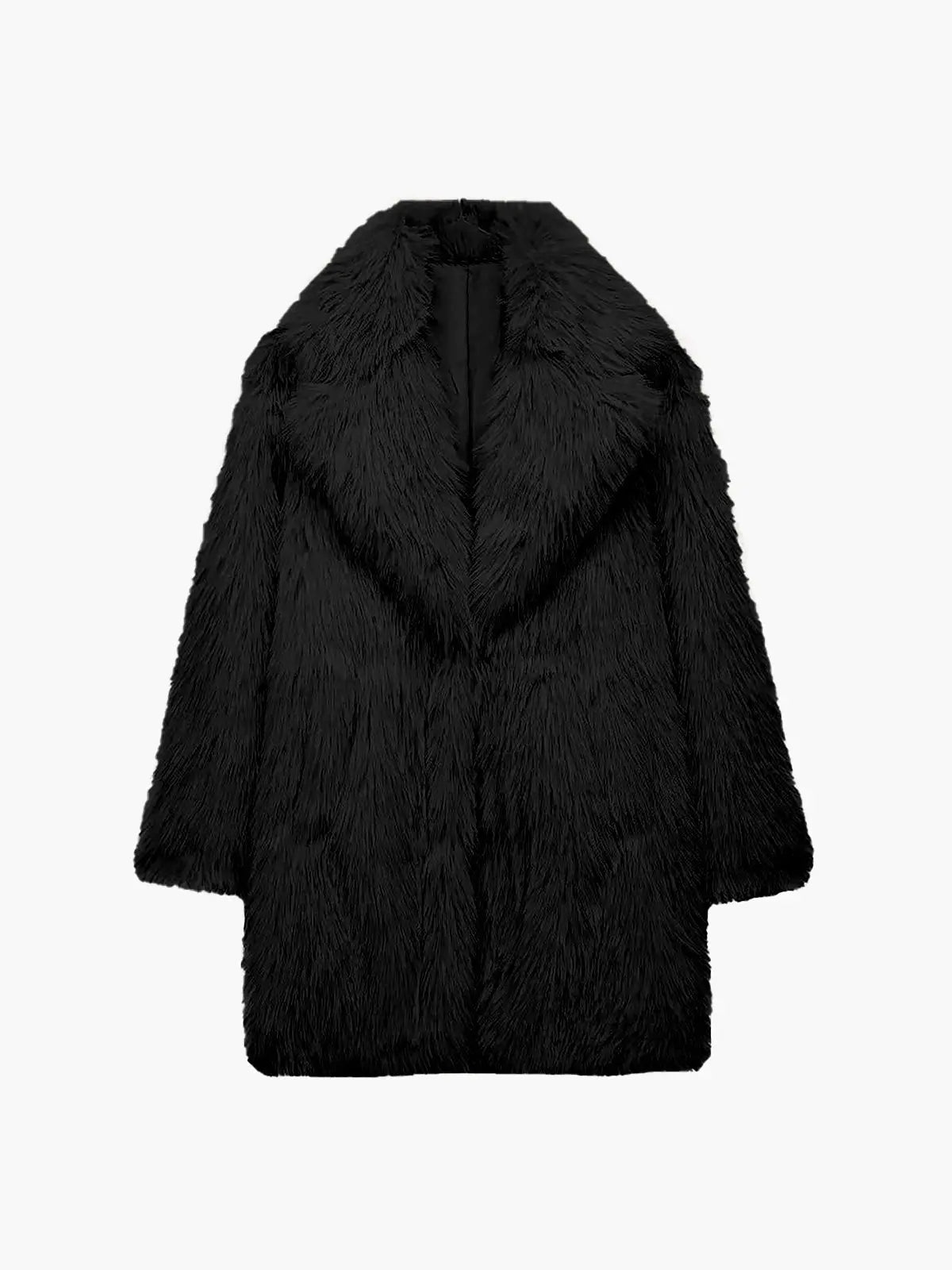 Sonja - Damen Kunstpelz Mantel Oversize Winter Warm Kuschelig Schwarz