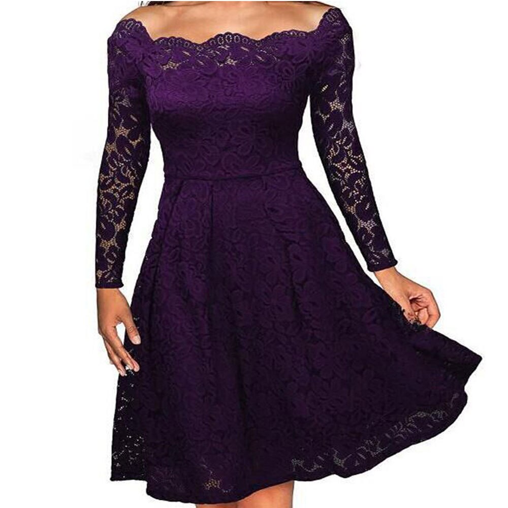 Stellina - Elegantes Off-Shoulder-Spitzenkleid Für Damen Lila