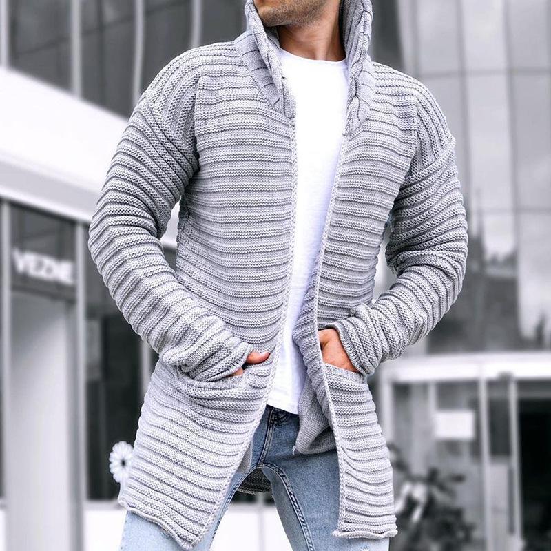 Dieter - Herren Strickjacke mit Kapuze und offenem Design