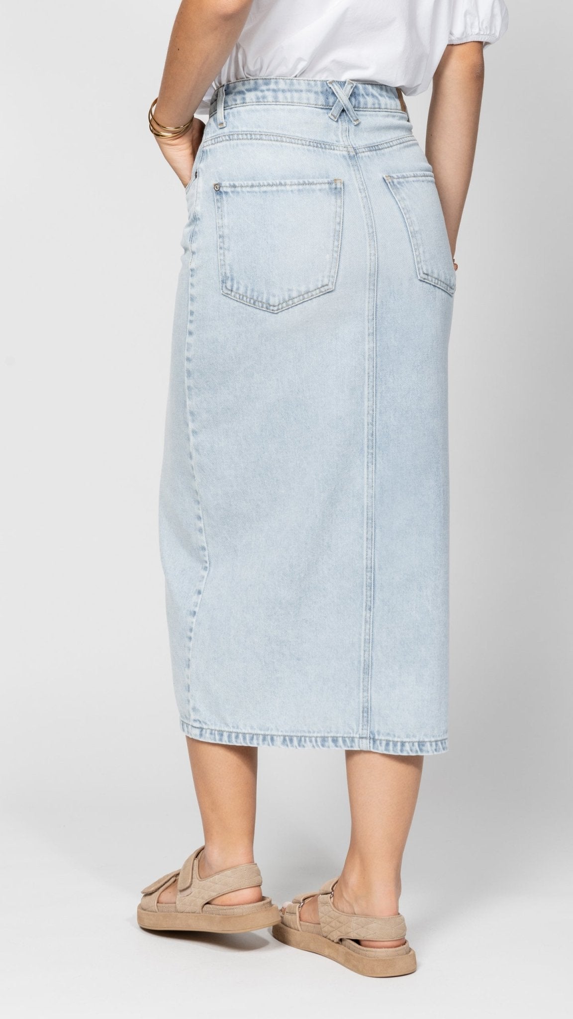 Tamara – Jeans-Midi-Rock mit Gehschlitz  - Hellblau 1