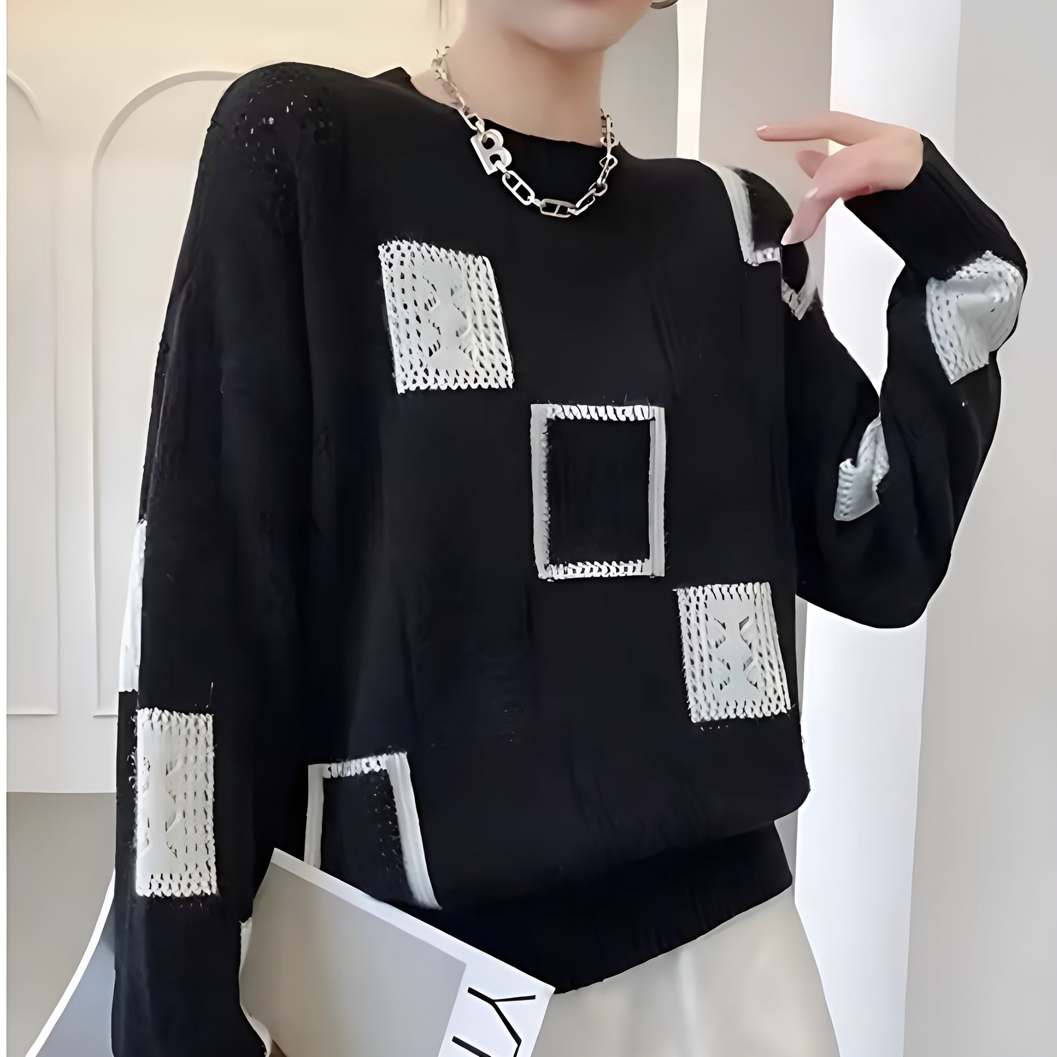 Thea - Pullover Luxuriös Warm Kuschelig Strickmode Schwarz