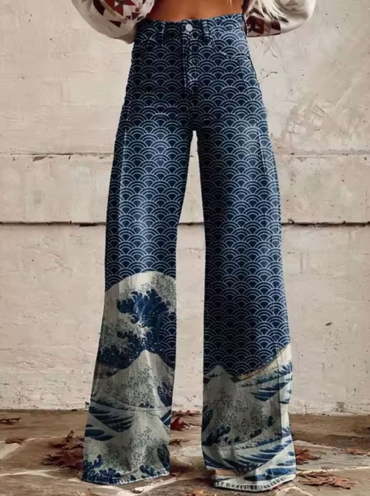 Thekla - Damen-weite Jeans mit bedrucktem Design Blau 3