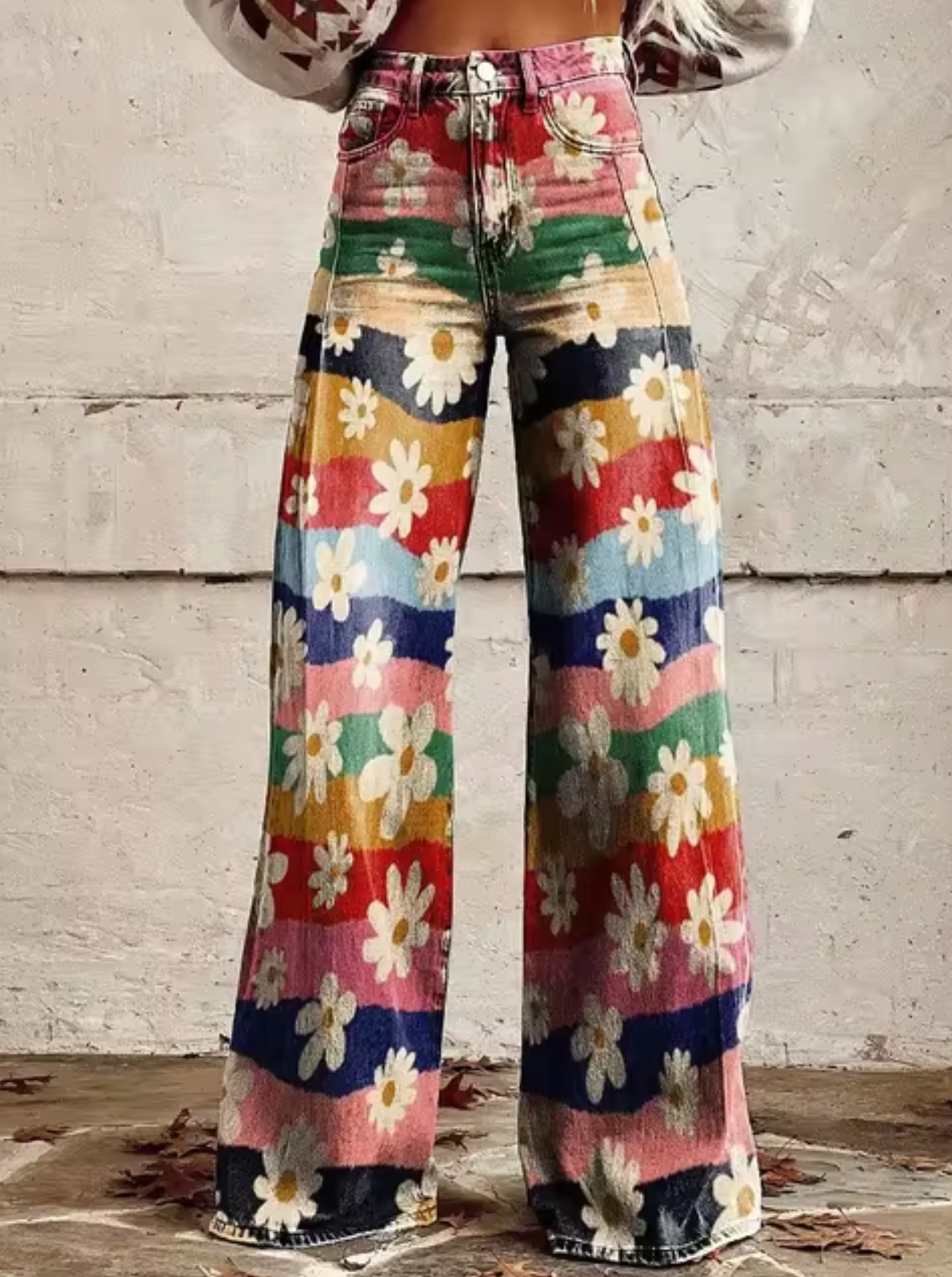 Thekla - Damen-weite Jeans mit bedrucktem Design Mehrfarbig