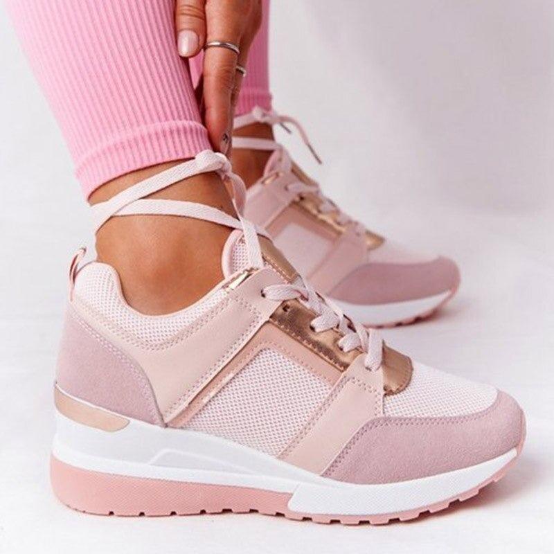 Thora - Damen Keil-Sneaker mit Perforierungen Rosa 2