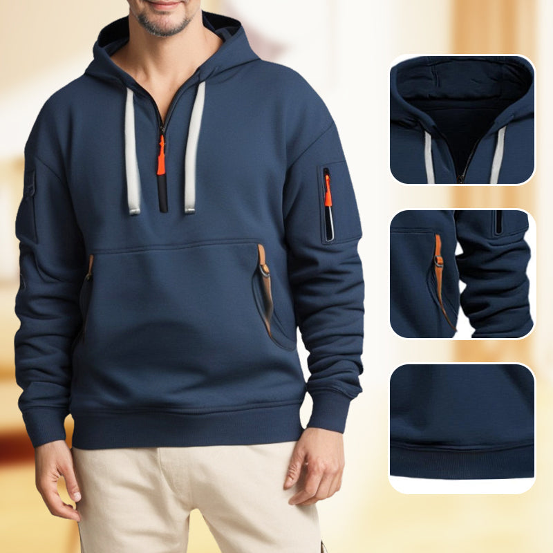 Till - Hoodie Halber Reißverschluss Bequem Warm Trendig Blau
