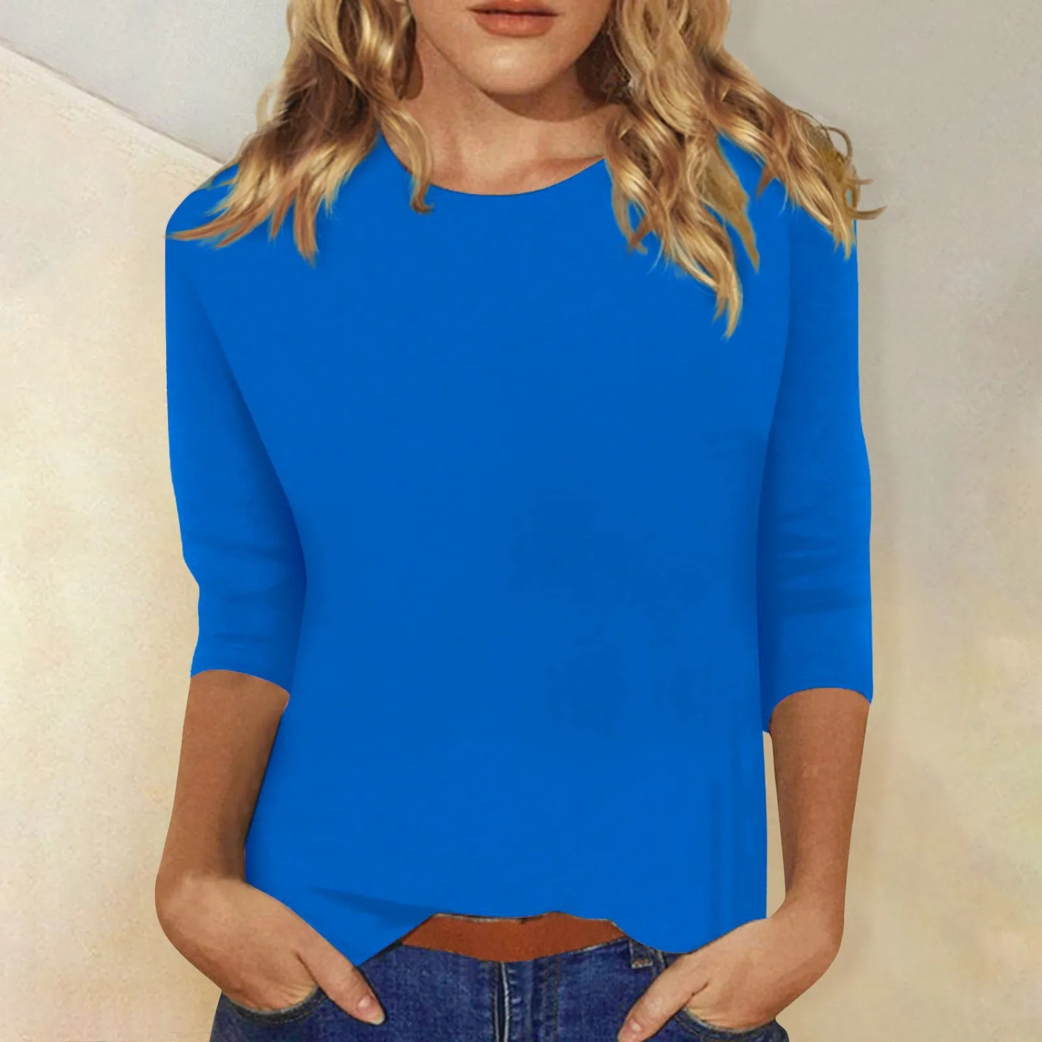 Tilla - Damen Langarmshirt mit Rundhalsausschnitt Blau