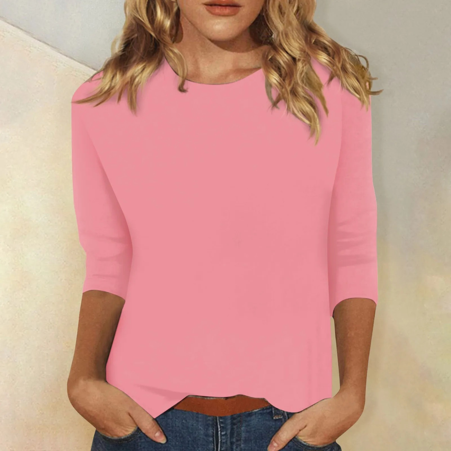 Tilla - Damen Langarmshirt mit Rundhalsausschnitt Rosa