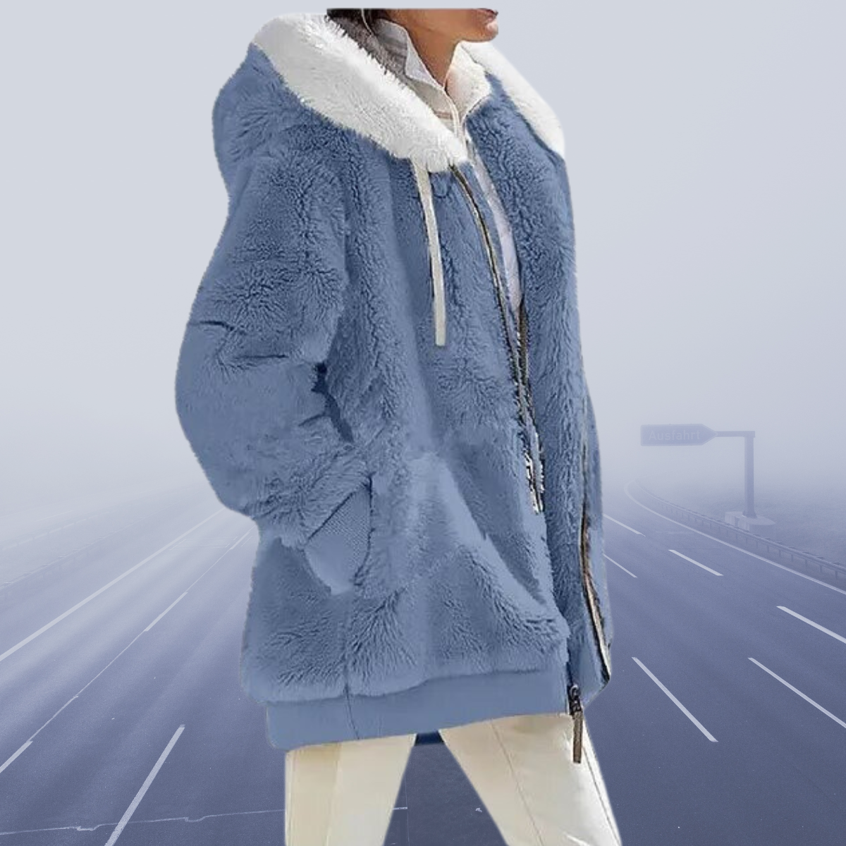 Tonia - Fleecejacke Bequem Superwarm Weich Modern Blau