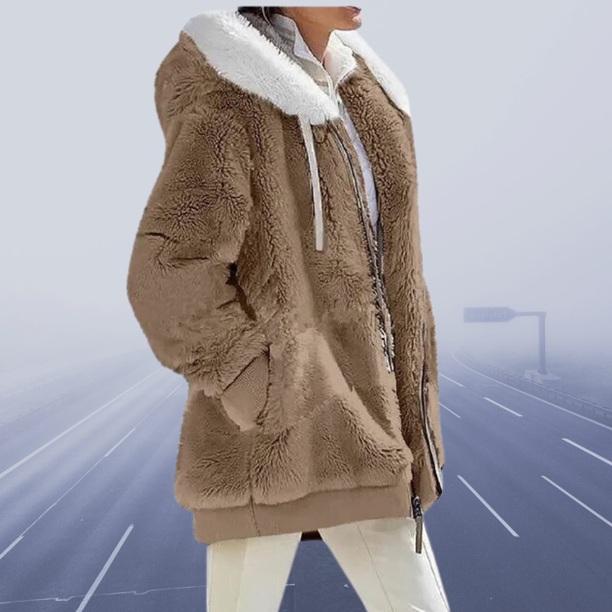 Tonia - Fleecejacke Bequem Superwarm Weich Modern Khaki