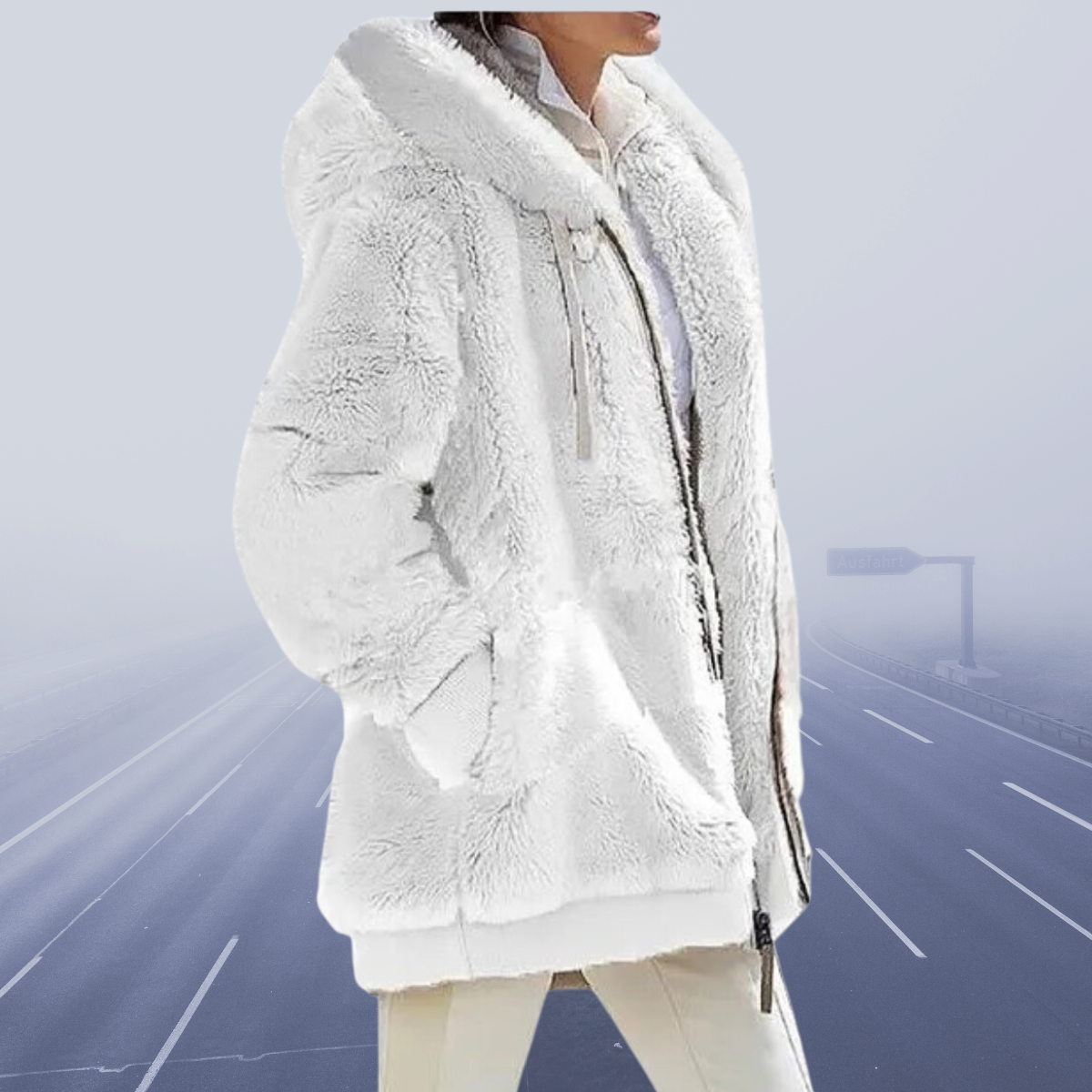 Tonia - Fleecejacke Bequem Superwarm Weich Modern Weiß