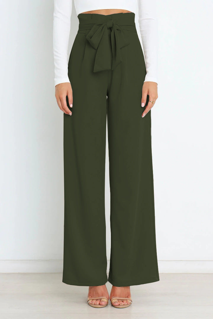 Torina - Damen High-Waist Weitbein-Hose Dunkelgrun