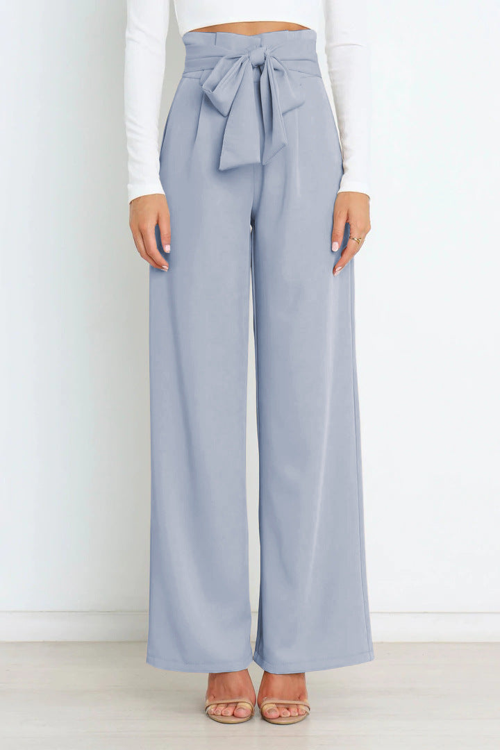 Torina - Damen High-Waist Weitbein-Hose Hellblau