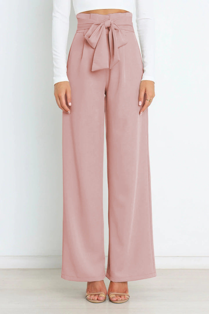 Torina - Damen High-Waist Weitbein-Hose Rosa
