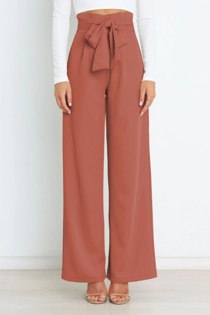 Torina - Damen High-Waist Weitbein-Hose Rot