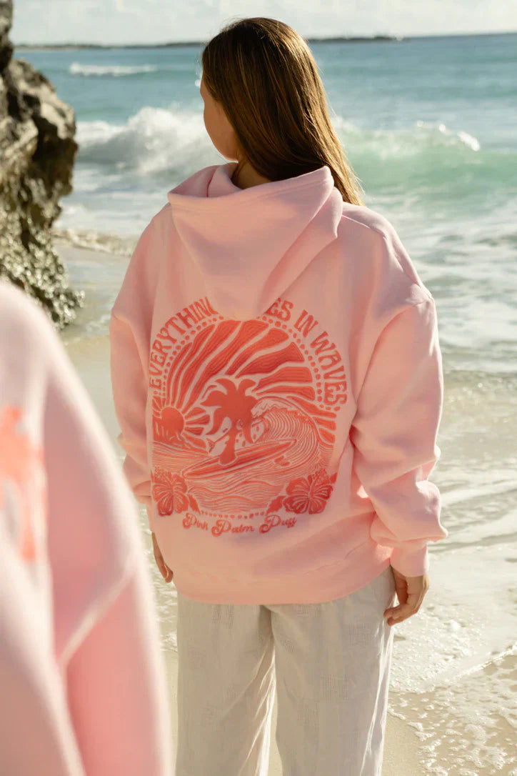 Trudel - Hoodie Oversize Print Kapuze Bequem Trendig Rosa