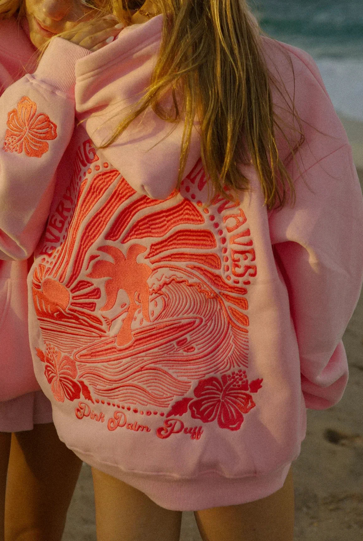 Trudel - Hoodie Oversize Print Kapuze Bequem Trendig Rosa