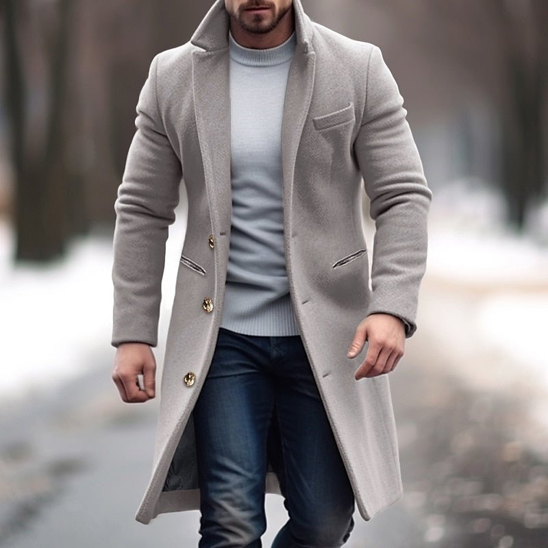 Ulbrand – Eleganter Herren Wintermantel in Langform Hellgrau