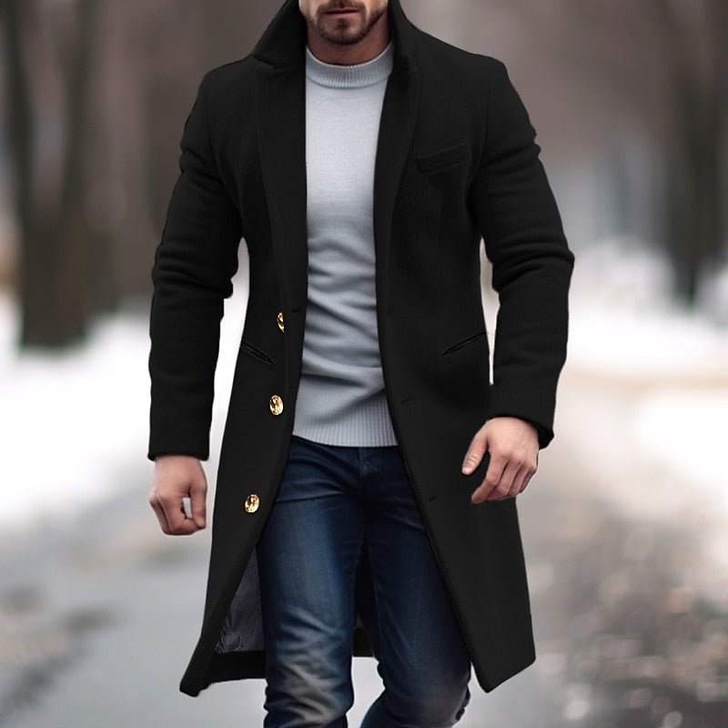 Ulbrand – Eleganter Herren Wintermantel in Langform Schwarz