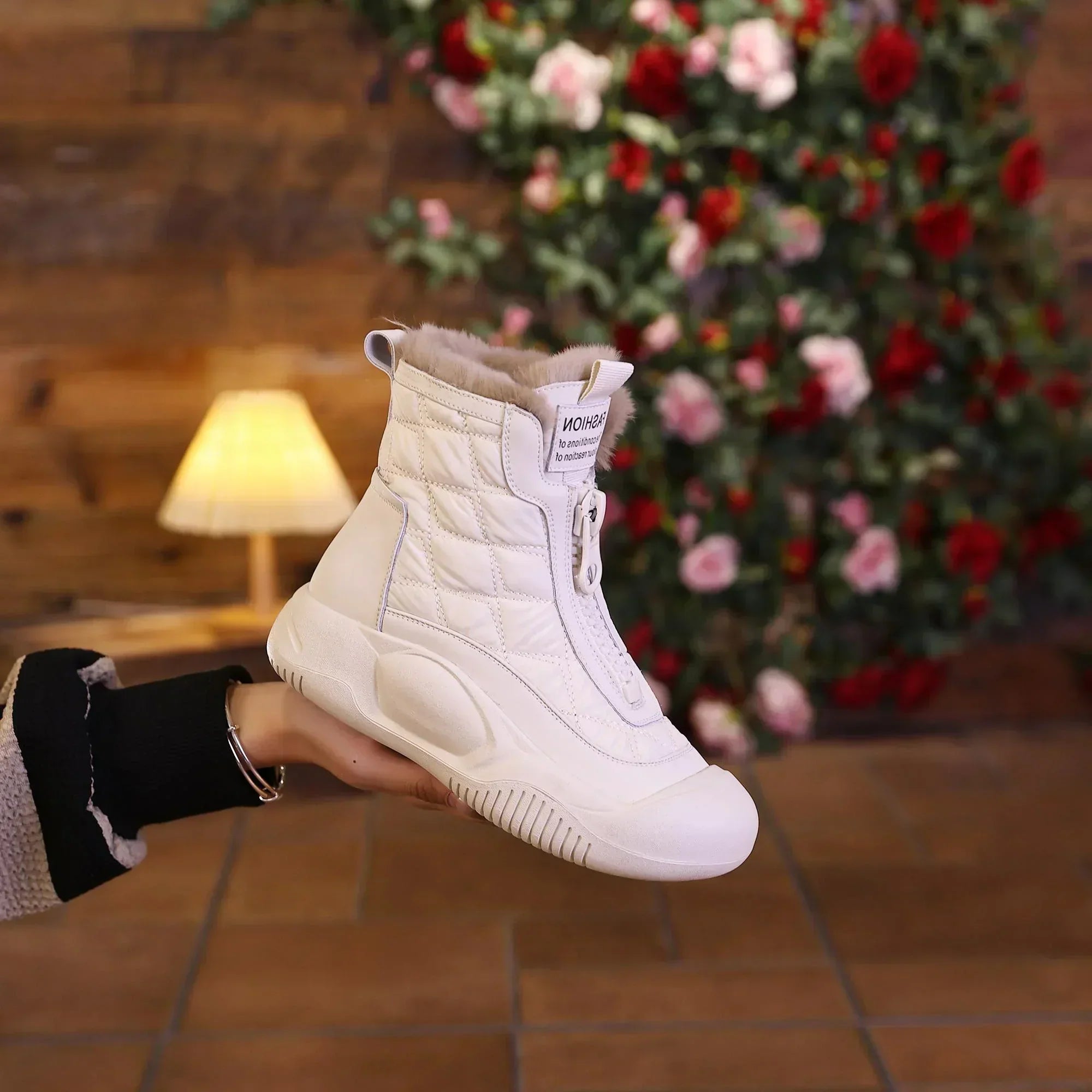 Ulona – Winterstiefel aus Leder mit Warmfutter Weiß