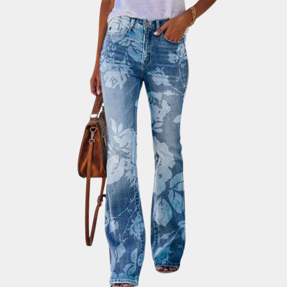 Undine - Weit geschnittene Jeans mit Blumenstickerei für Damen HellBlau 2