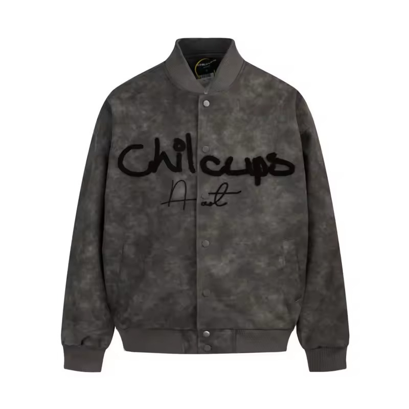 Cillian - Herren Bikerjacke Kunstleder Bestickte Streetwear